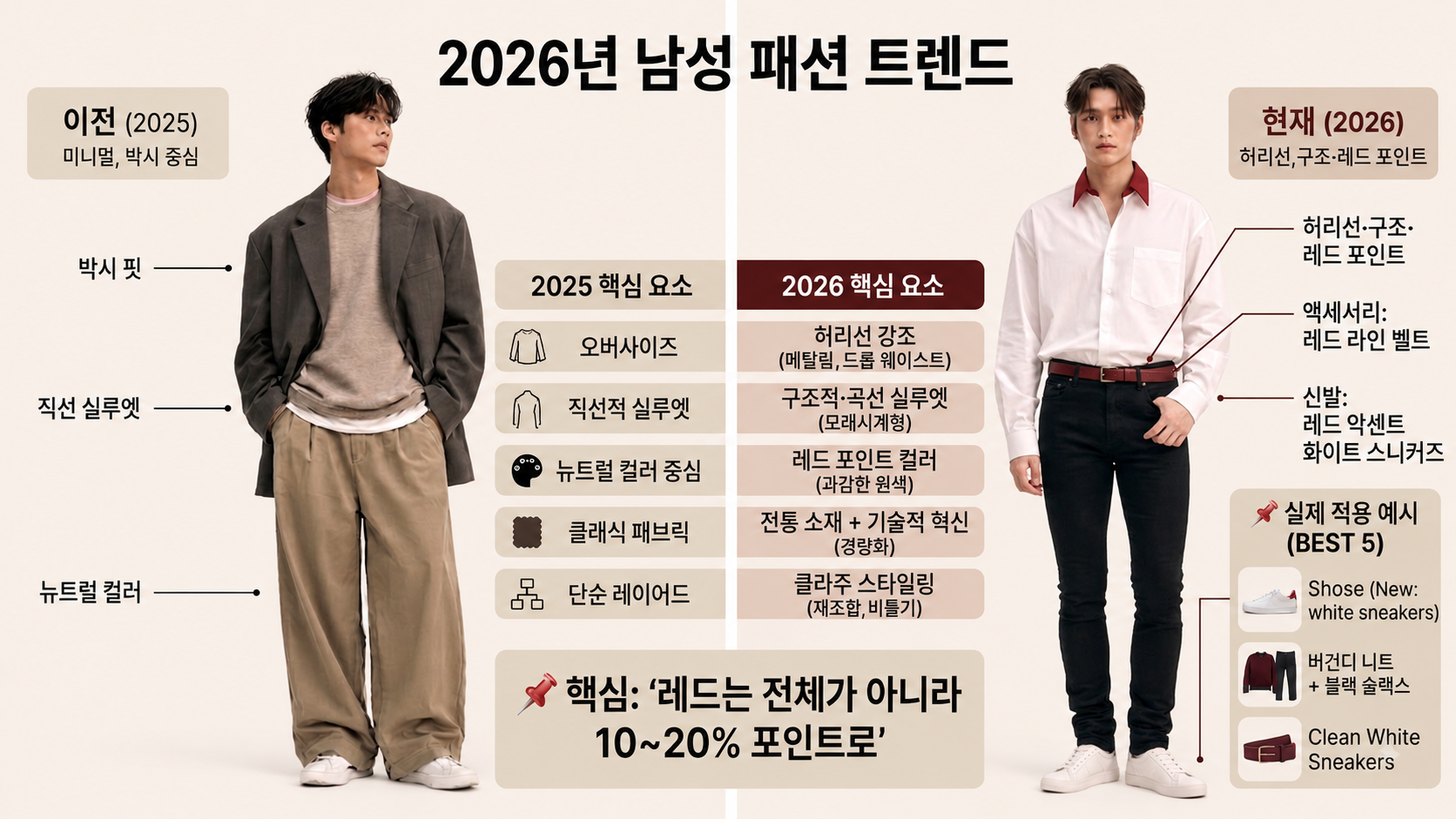 2025년과 2026년 남성 패션 트렌드 변화 비교